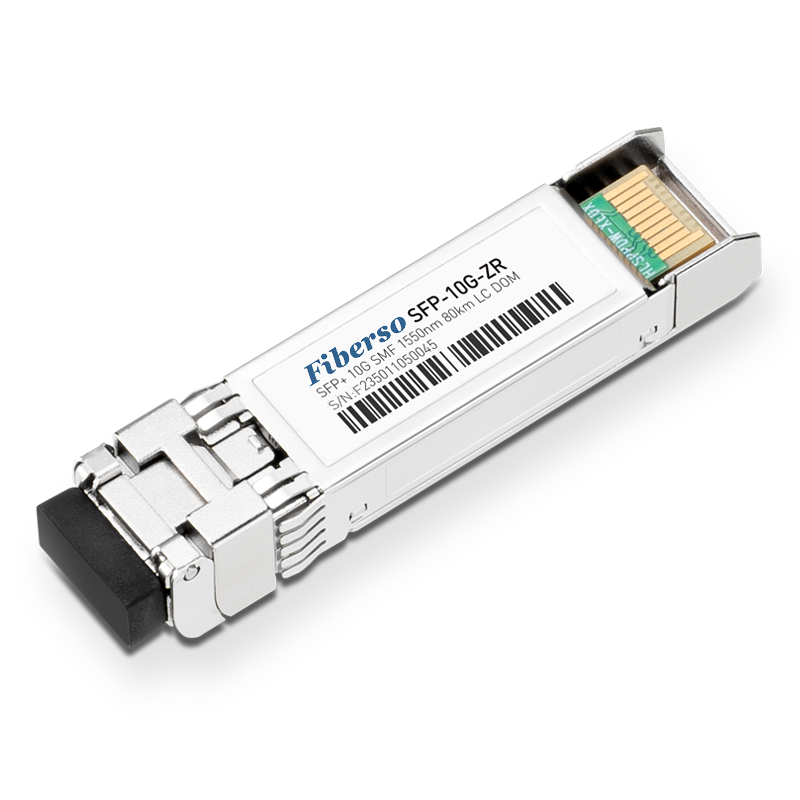 Fiberso SFP+ 10G Module ZR 80km 1550nm Duplex LC SM Fiber Optical Transceiver Compatible with Switches