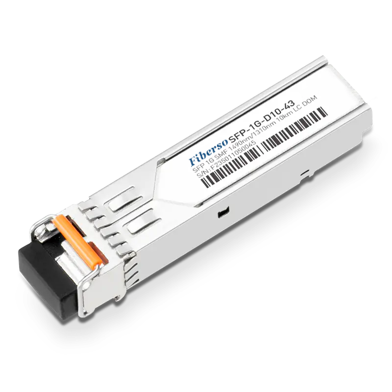 Fiberso Compatible 1000BASE 1.25G BiDi SFP Module LC 10KM 1490/1310nm SM Fiber Optical Transceiver for Network Communication