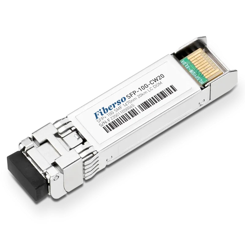 Fiberso SFP+ 10G Module CWDM 20km 1470-1610nm SM Fiber Optical Transceiver for Network Transmission