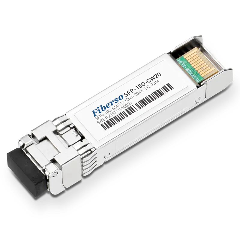 Fiberso SFP+ 10G Module CWDM 20km 1270-1450nm SM Fiber Optical Transceiver for Network Transmission