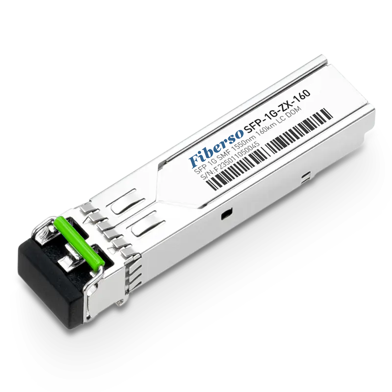 Fiberso Compatible 1000BASE 1.25G SFP Module ZR 160Km 1550nm DUPLEX LC SM Fiber Optical Transceiver for Network Transmission