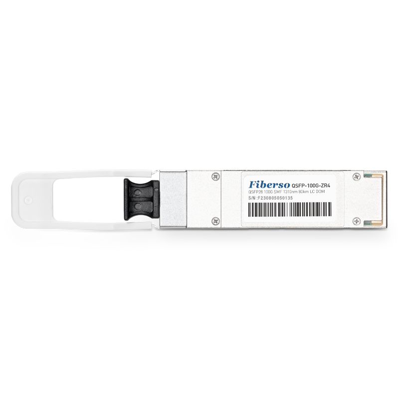 Fiberso QSFP28 100G Module ZR4 80km with LC Connector DOM SM Fiber Optical Transmitter for Ethernet Network