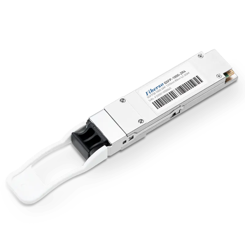 Fiberso QSFP28 100G Module ZR4 80km with LC Connector DOM SM Fiber Optical Transmitter for Ethernet Network