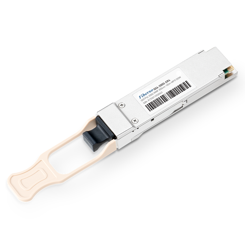 Fiberso QSFP56 200G SR4 Module 100m MPO MM Fiber Optical Transceiver Compatible with switches for data center