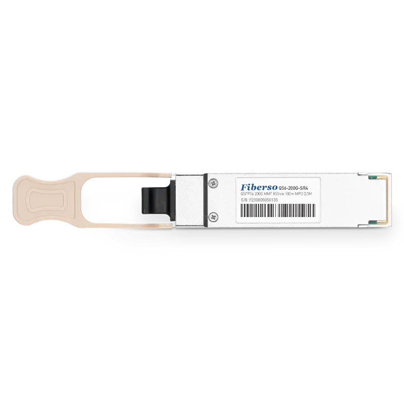 Fiberso QSFP56 200G SR4 Module 100m MPO MM Fiber Optical Transceiver Compatible with switches for data center