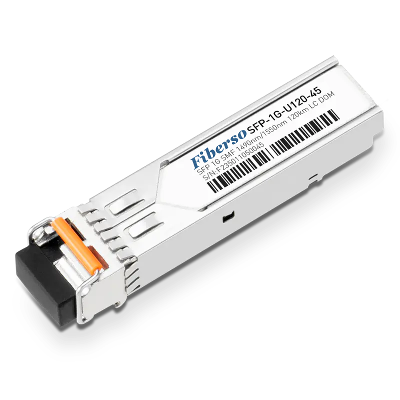 Fiberso Compatible 1000BASE BiDi SFP Module LC 120KM Tx1490/Rx1550nm SM Fiber Optical Transceiver for Network Switches